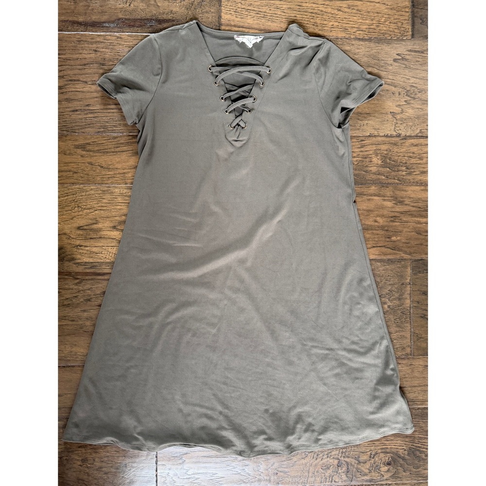 Pink Rose Lace-Up Casual Dress Minimalist
